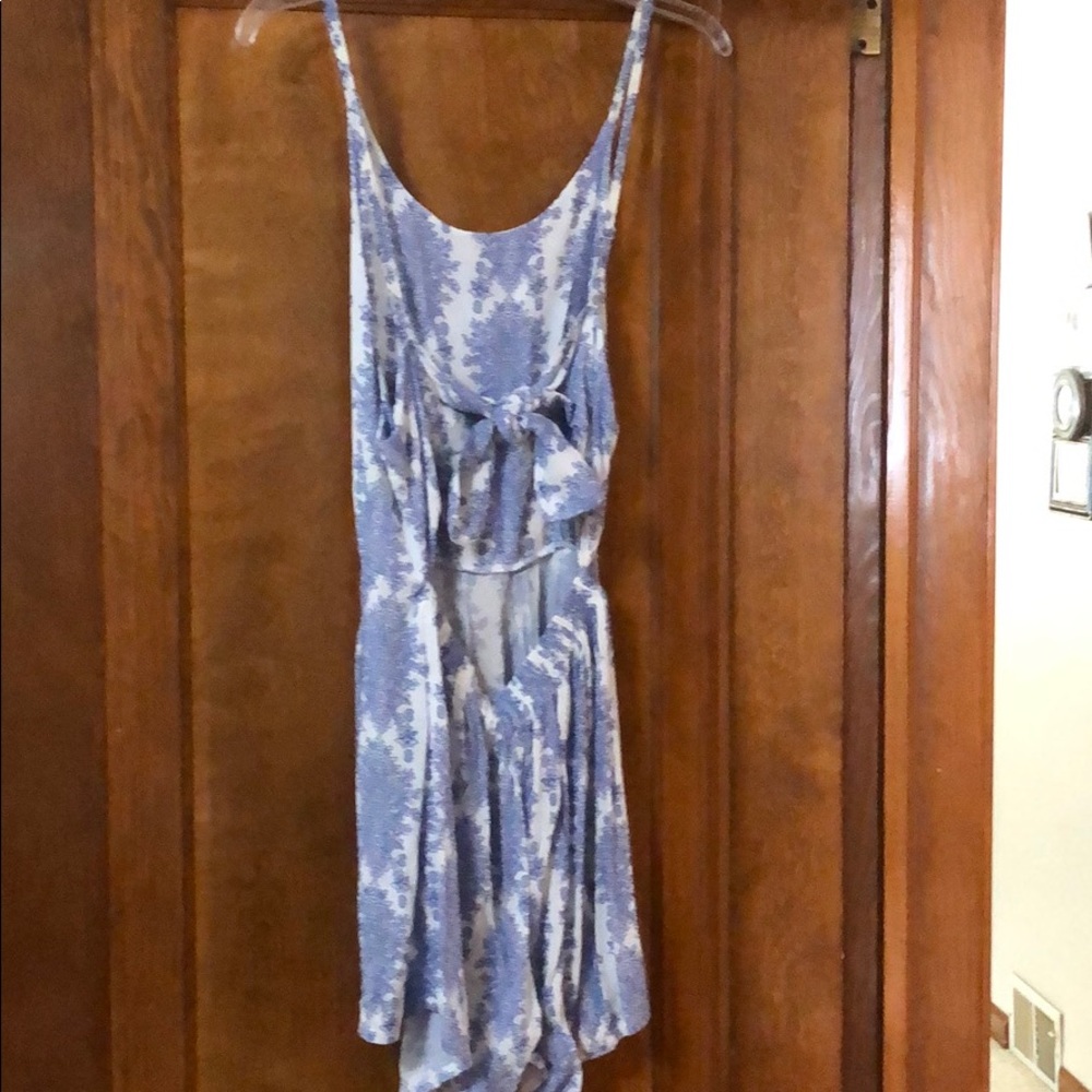 Blue and White print Romper